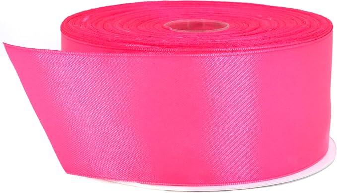Pink Satin Ribbon, 2" x 50 Yards, Double Face Solid Color, Thick and Durable Ribbon Roll, 100% Polyester for Gift Wrapping, Crafts, Hair and Decorations