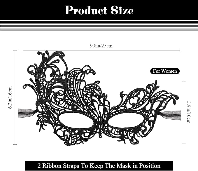 Exlinonline Lace Masquerade Mask Elastic,Fit for Adult,Soft Gentle Material,Specially For Costume,Thememed Party