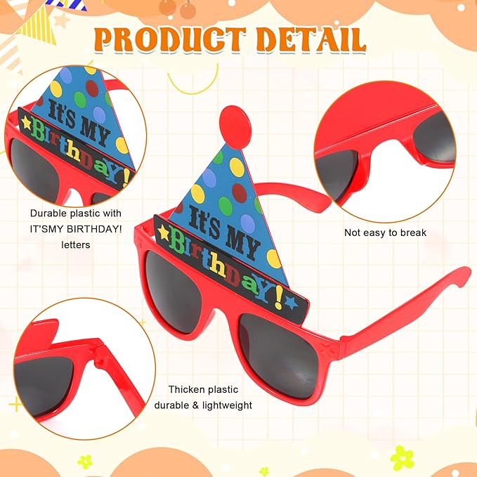 12pcs Birthday Glasses, Happy Birthday Sunglasses, Novelty Funny Photo Booth Props for Party, Sunglasses for Kids Adults Party Favors