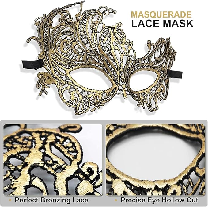 Masquerade Masks for Women Men Couple Lace Eye Mask for Venetian Carnival Halloween Party Ball Prom Costume Mardi Gras