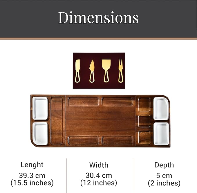 Shanik Premium Charcuterie Board - Magnetic Cheese and Meat Double-Sided Serving Tray and Cutting Board - Gift for Any Occasion Quality Assured Without Engraving