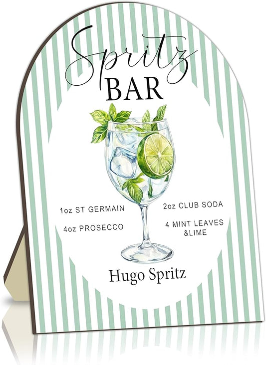 Spritz Bar Sign, Signature Drink for Wedding, Cocktail Spritz Recipe Card Signs, Vintage Stripes Cocktail Signs for Bride Shower, DIY Cocktails Drink Recipe Card for Bridal Shower Wedding Decoration