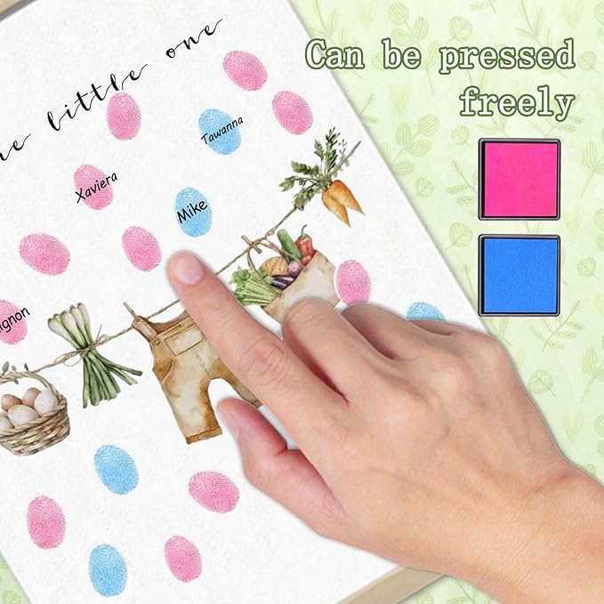 Locally Grown Baby Shower Decoration, Gender Reveal Party Decorations Gifts Ideas, Baby Shower Party Supplies, Thumbprint Hanging Paintings(12x15in)
