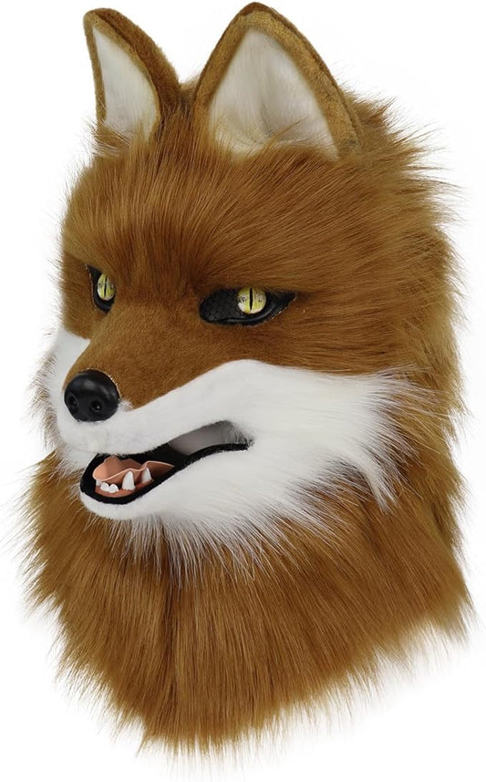 Animal Wolf Mask Cosplay Costume Accessories Furry Faux Fur Dog Fox Full Head Therian Masks Anime Dress up Party