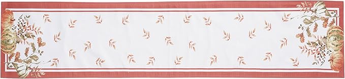 Home Bargains Plus Thanksgiving Contemporary Orange Pumpkin Table Runner, 70 Inch Long, Fall Harvest Easy Care Table Runner