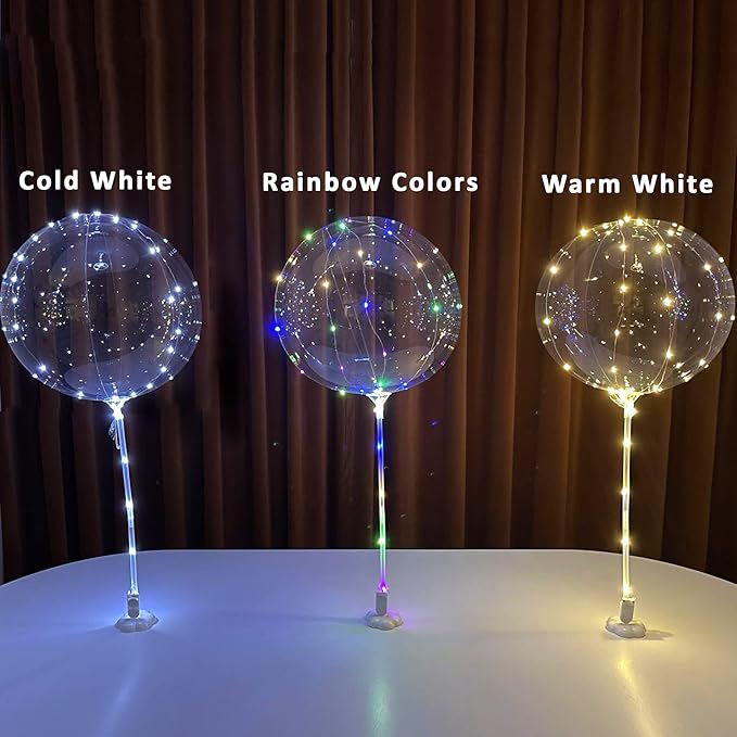 Lightsfever cold white 6pc LED Light up Balloon with sticks, stands and batterys, centerpieces for party no helium required DIY Kit (cold white)