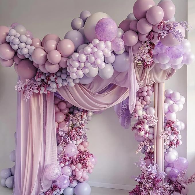 90pack Lilac Balloons Different Size 18/12/10/5 Inch Lilac Balloon Garland Arch Kit for Graduation, Wedding, Birthday, Princess Theme Party, Baby Shower, Anniversary Party Decorations