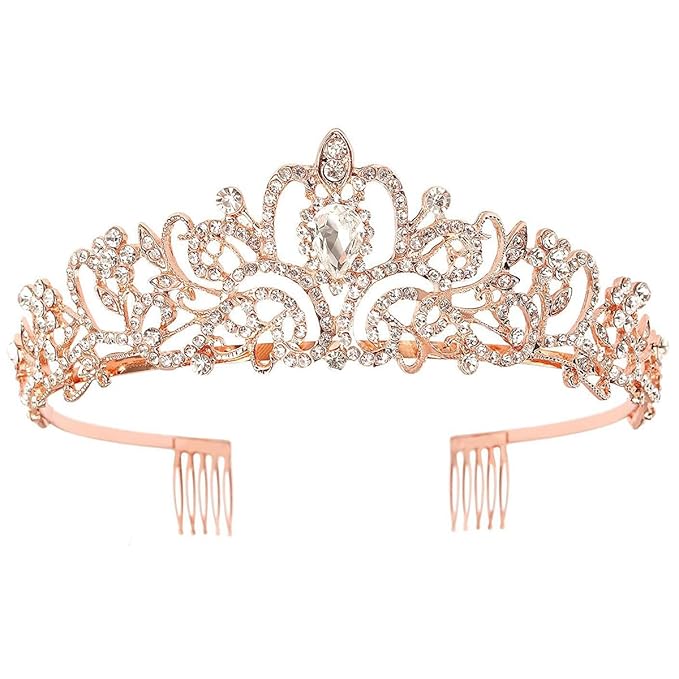 Tiara Crown for Women, Headband Hair Accessories for Birthday Wedding Party Costume Rose