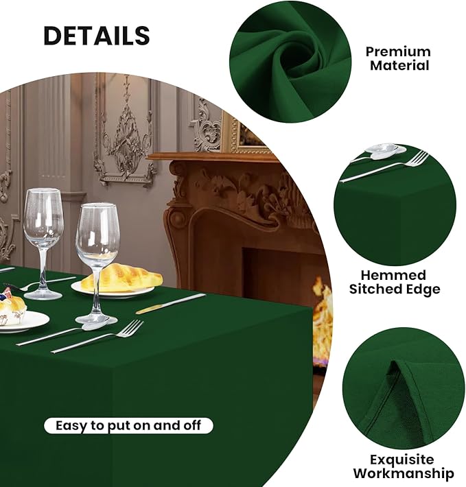 Ascoza 2 Pack Fitted Tablecloth for 6 Foot Rectangle 72 x 30 Inch Hunter Table Covers Water Resistant Polyester Cloth for Folding, Parties,Display, Trade Show (Hunter)