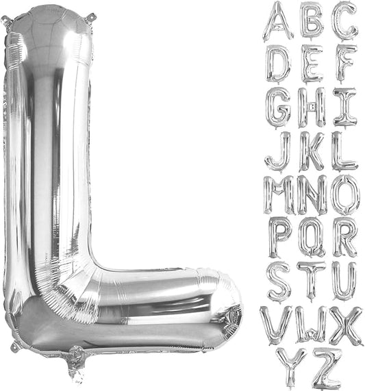 Lovoir 40 Inch Large Silver Letter L Balloons Big Size Jumbo Mylar Foil Helium Balloon for Birthday Party Celebration Decorations Alphabet Silver L