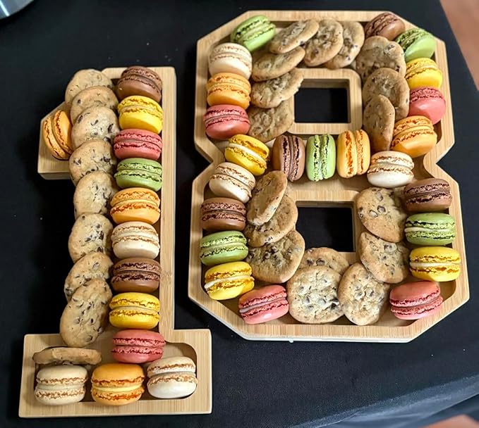 15.8'' Bamboo Wooden Number Charcuterie Board Box, Fillable Number 8 Serving Tray, Wood Charcuterie Boards for Fruit Cheese Platter Vegetable Food Dish Plates, Anniversary Birthday Party Decoration