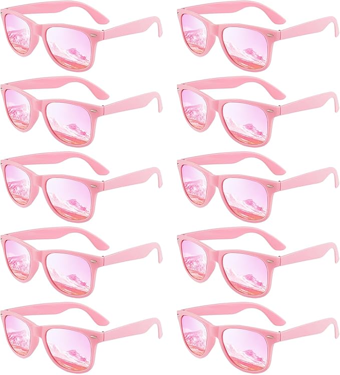Pibupibu 10/20 Pack Neon Sunglasses for Women Men Bulk, Wholesale 80s Retro Colorful Mirrored Party Glasses Adult Unisex