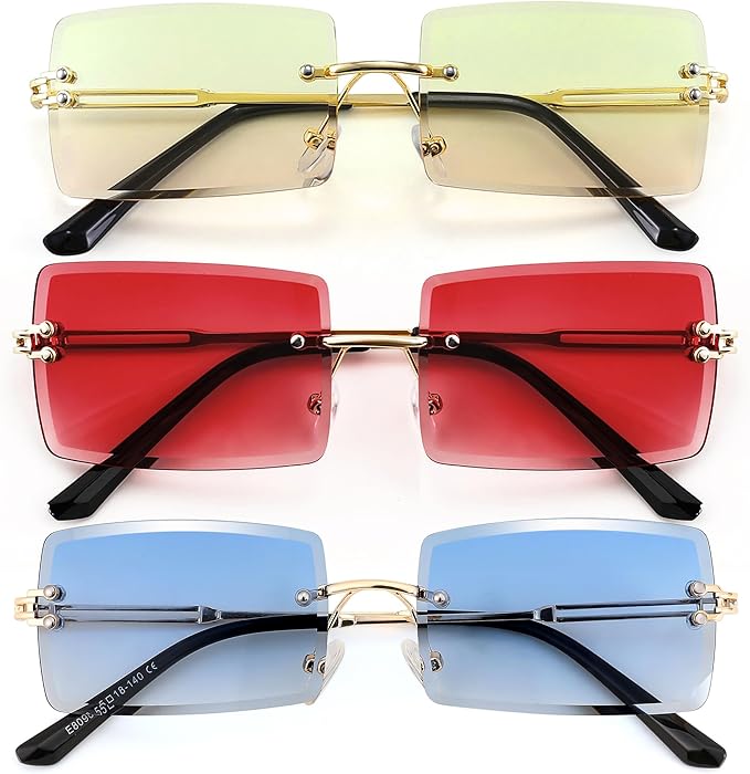 FEISEDY Vintage Rimless Sunglasses Rectangle Frameless Candy Color Glasses Women Men B2642