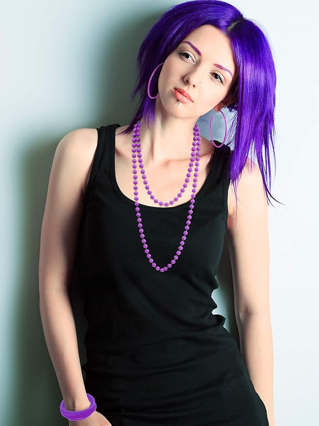 Blulu 80s Costume Accessories for Women Lace Headband Earrings Fishnet Gloves Necklace Bracelet for 80s Retro Party