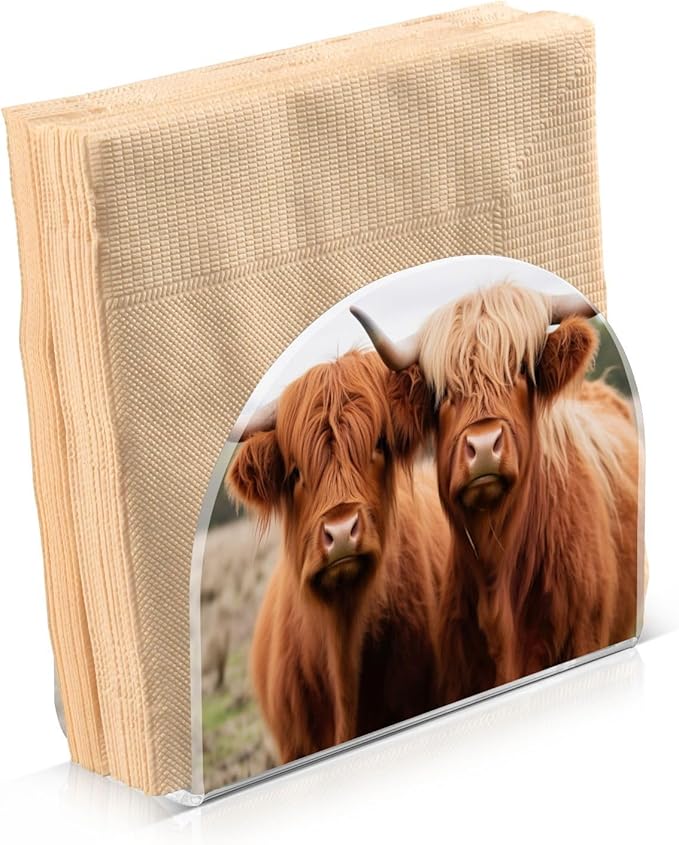 Napkin Holder, Highland Cows Napkin Holder for Table Standing Napkin Holders for Table, Kitchen & Dining Room Decor