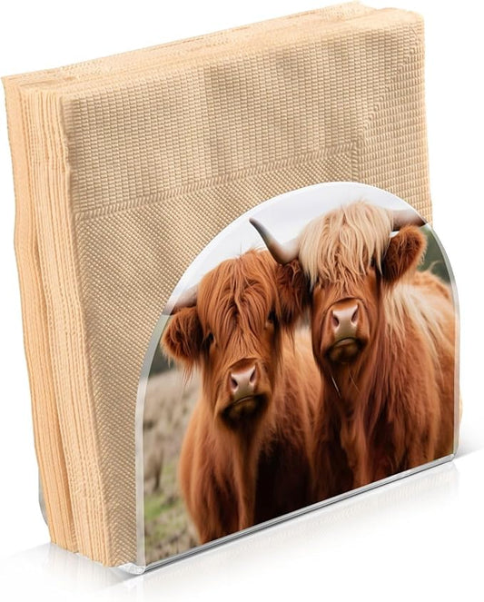 Napkin Holder, Highland Cows Napkin Holder for Table Standing Napkin Holders for Table, Kitchen & Dining Room Decor