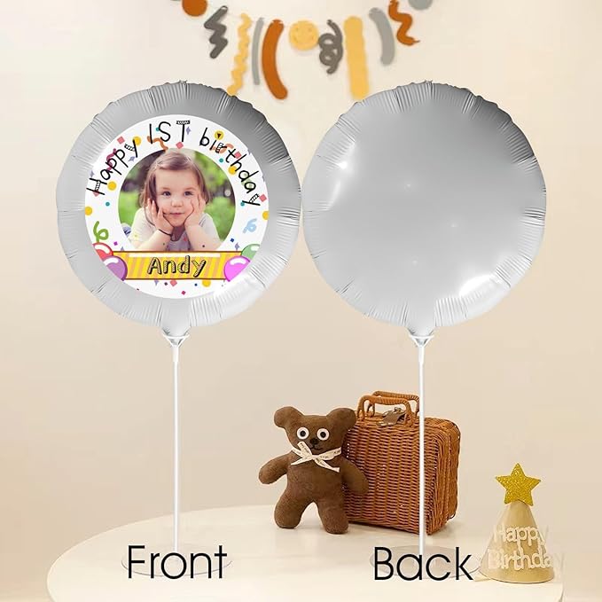 Custom Balloons Photo Text Party Personalized Picture Balloons with logo Names Balloons First Birthday, Birthday Party, 16 years old Party, Christmas Party Balloon With Stand and Pump