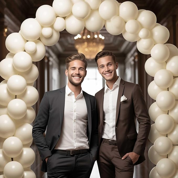 130PCS Ivory White Balloons, Latex Balloons Different Sizes 18/12/10/5 Inch, Helium Balloons with Ribbon, Party Balloon for Birthday Wedding Graduation Anniversary Baby Shower Decoration