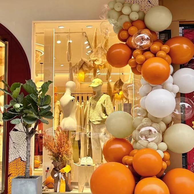 Burnt Orange Boho Balloon Garland Arch Kit, 155Pcs Pastel Brown Macaron Pink Balloons for Fall Baby Shower ThanksGiving Birthday Party Decorations