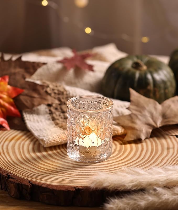 36pcs Clear Votive Candle Holders, Glass Candle Holders for Wedding Table Decorations, Tea Light Candle Holder, Candle Votives for Baby Shower Christmas Party Table Decor, Home Decor