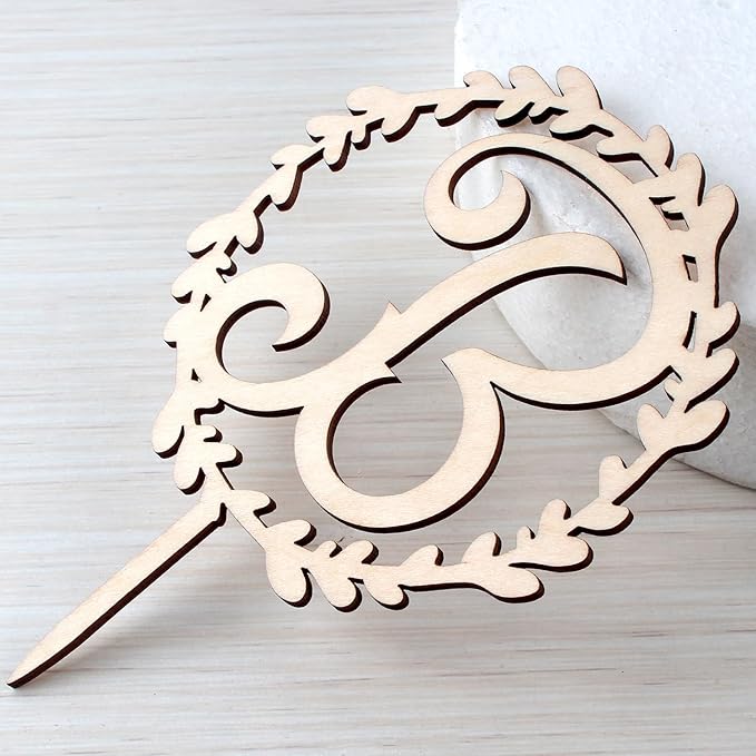 LINGTEER Personalized Inital Letter B Wooden Cake Topper Perfect for Birthday Rustic Wedding Anniversary Party Keepsake Decoration