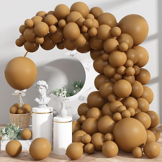 Brown Balloons 113PCS, Different Sizes Light Brown Balloon Garland Arch Kit 18/12/10/5 Inch, Tan Caramel Mocha Helium Latex Balloons Coffee Brown Party Balloons for Teddy Bear Birthday Boho Decoration