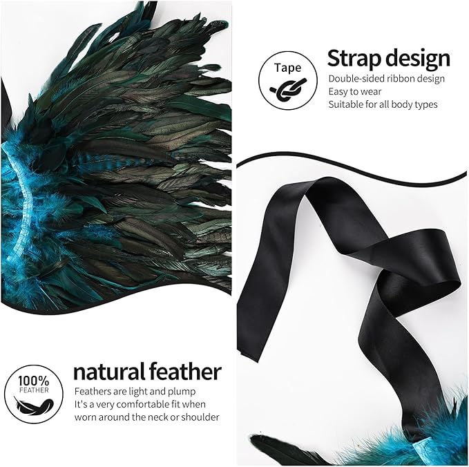 Gothic Natural Feather Shrug Feather Shawl Wrap Cape Victorian Collar for Halloween Cosplay Party Costume Accessories