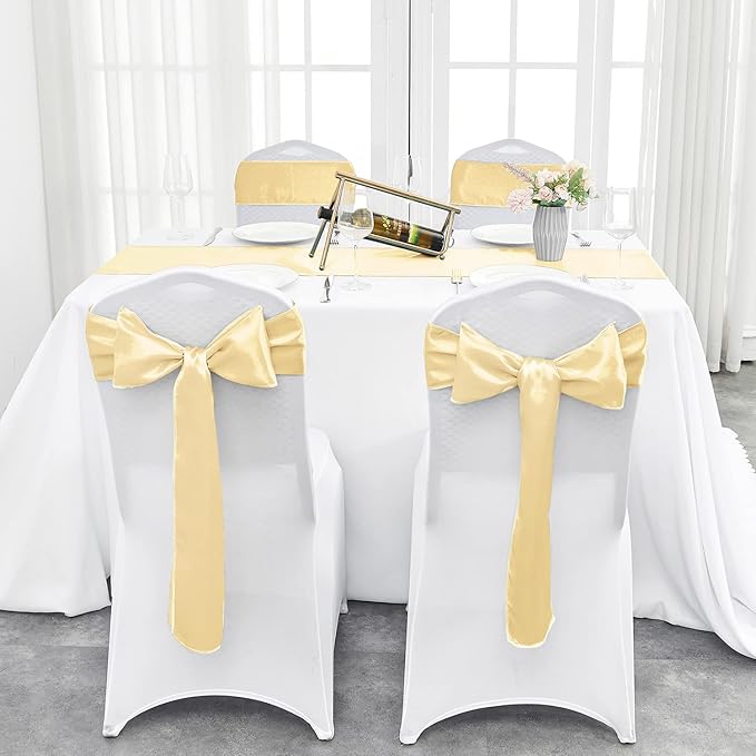 20 Pack Satin Table Runner 12 x 108 Inch Long,Satin Silk Table Runner for Wedding,Birthday Party and Banquet Decoration,Champagne