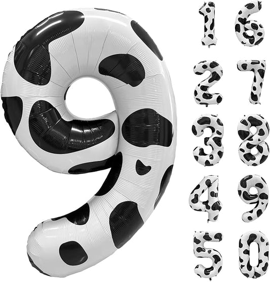Cow Print Number Balloons, Large Foil Number 9 Balloon 40 Inch Cow Balloon for Boys Girls Birthday Decoration Cow Themed Birthday Party Decorations Farm Animal Party Supplies