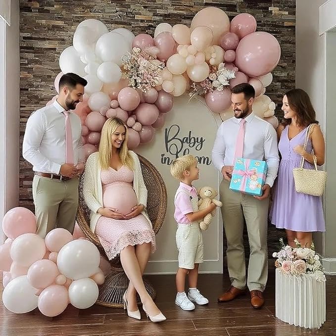 Dusty Pink White Balloon Garland Double Stuffed Baby Pink Nude Beige Balloons Cream Balloon Arch Kit for Boho Baby Shower Birthday Bridal Shower Wedding Engagement Party Decorations
