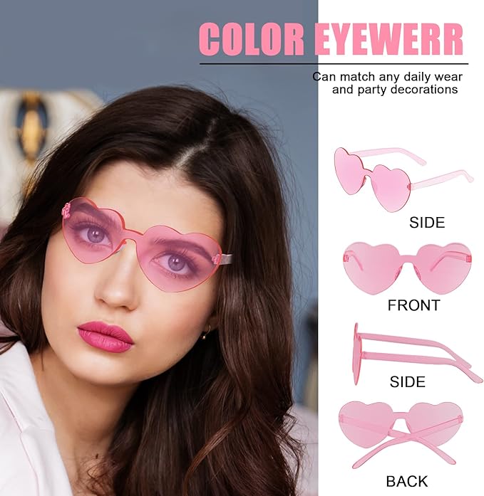 LEFIMOT 12 Pairs Heart Sunglasses for Women Heart Shaped Sunglasses Bulk Colorful Heart Glasses for Party Favor