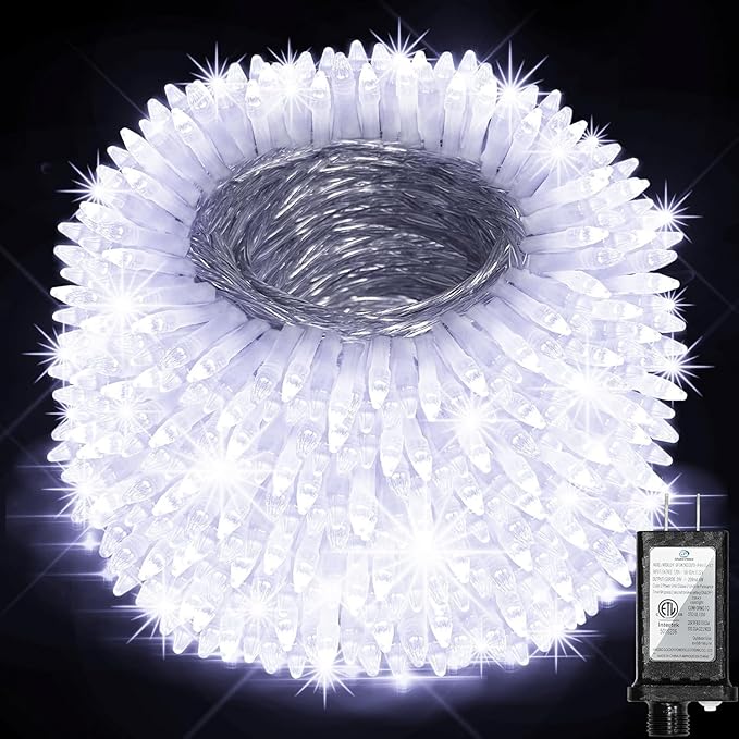 340 LED 90FT Christmas String Lights Outdoor, 12 Pro Modes and Timer Memory & Brightness, Plug in Outdoor Waterproof Clear Wire Twinkle Light for for Xmas Yard Tree Wedding Party Decor (Cool White)