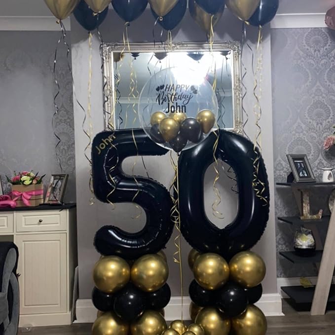 40 Inch Black 50 Number Balloons Giant Jumbo Huge 50 Foil Mylar Helium Number Digital Balloons Black Birthday Mylar Digital Balloons 50th Birthday Parth 50th Anniversary Events Party Decorations