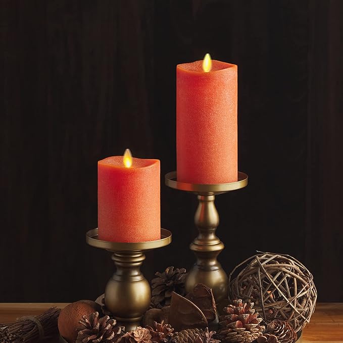 Luminara - Flameless LED Battery Operated Flickering Pillar Candles - Burnt Orange- Pack of 1-3x6.5 - Realistic Moving Flame Real Wax Indoor/Outdoor