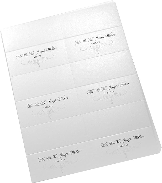 Decadent Flourish Printable Place Cards, Silver (Choose Color), Set of 60 (10 Sheets), Laser & Inkjet Printers - Wedding, Party, Dinner, and Special Events - Made in the USA