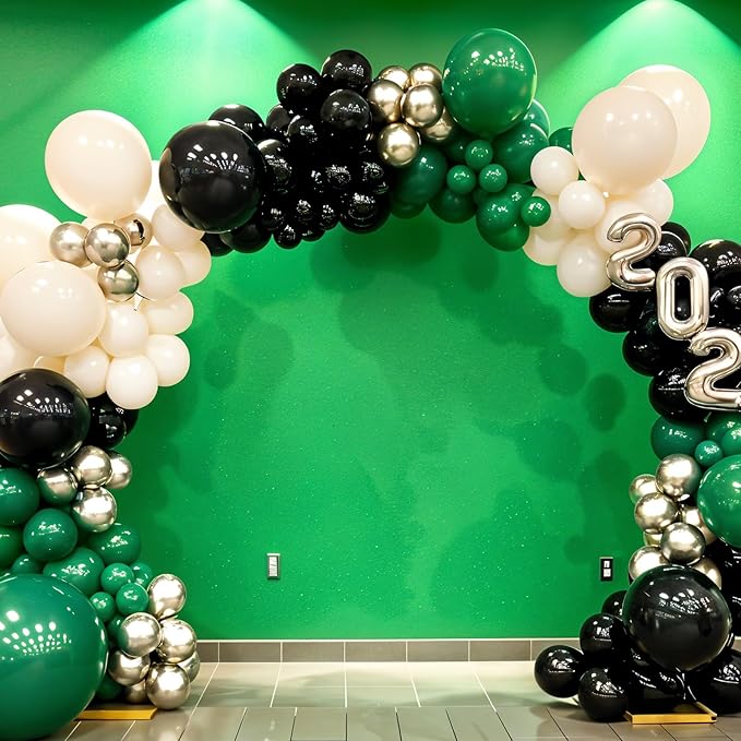 Green Black White Balloons, 50pc Soccer Birthday Balloons, Dark Green Light Green Balloon, Soccer Printed Balloon for Boy Man Sports Game Football Theme Birthday Party Baby Shower Bachelorette Decor