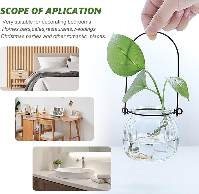 2 Pcs Decorative Glass Jars,Pumpkin Shape Bottles With Cork Stopper and Hanging Rings Wishing Bottle Hydroponic Glass Vases Decor for Home Furnishing Outdoor Party Wedding Centerpiece（Pumpkins）