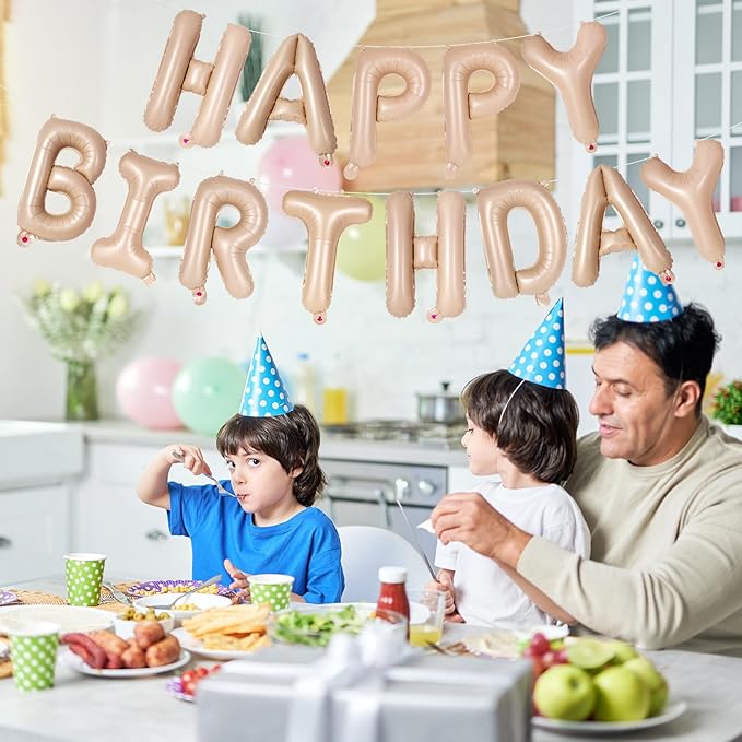 65 Pcs Caramel Happy Birthday Balloons and 2 Sets A-Z Letters Foil Balloons, 16 Inch Personalized Name Happy Birthday Banners for Wedding Baby Shower Anniversary Party Decorations (Caramel)