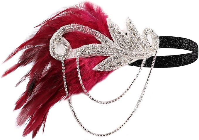 DRESHOW 1920s Great Gatsby Accessories for Women Flapper Headpiece Headband Gloves Costume Harlem Nights Accessories Set
