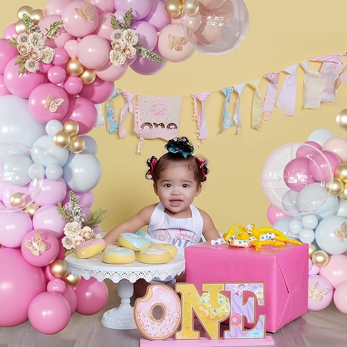 Light Pink and Blue Balloon Arch Kit, Princess Gold Pink Rose Orange Balloon Garland Kit for Wedding Birthday Baby Shower Gender Reveal Bridal Decorations
