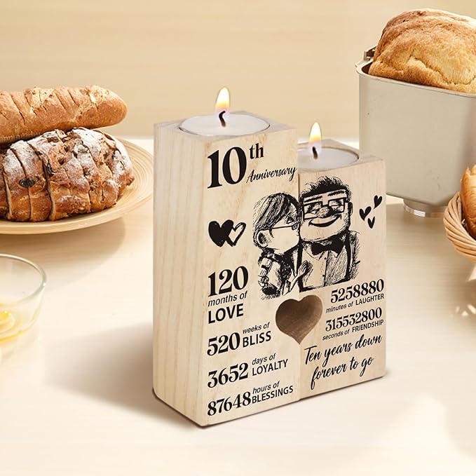 10th Anniversary Wedding Gifts for Wife, Husband, Couples Gift Candlestick,Ten Years Wedding Anniversary Presents for Her, Him