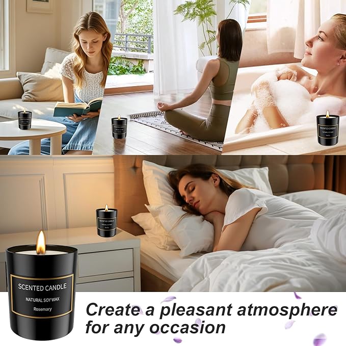 8 Pack Scented Candles Set for Men&Women, Aromatherapy Soy Candles for Home Scented, Holiday Candles Black Mens Candle Gift Set for Christmas, Birthday, Anniversary