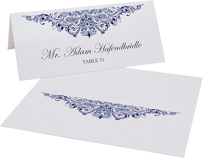 Paisley Printable Place Cards, Navy (Choose Color), Set of 150 (25 Sheets), Laser & Inkjet Printers - Wedding, Party, Dinner, and Special Events - Made in the USA