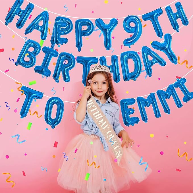 76pcs Happy Birthday Balloon Banner, Blue Balloons Letters, Personalized 16" Mylar Foil Birthday Decorations includes 2 Sets A- Z, 1 set Number 0-9 and "HAPPY BIRTHDAY" letters (with Balloon Pump)