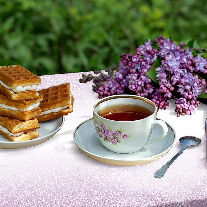 1 Pack Ombre Purple Plastic Tablecloth for Parties, Gradient Pastel Purple Disposable Tablecloths for Rectangle Tables, Sprinkle Table Cover for Wedding Birthday Anniversary Party, 54 x 108Inch