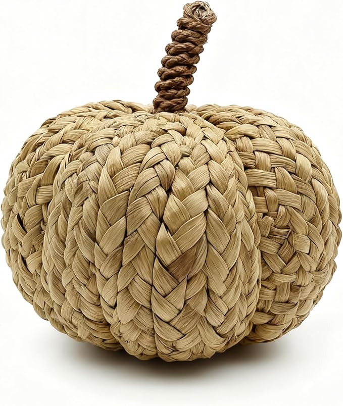 1Pcs of 6 Inch Reed Autumn Harvest Big Pumpkins,Serving as Fall Decorations for Thanksgiving & Halloween,are Suitable as Decorative Pumpkins for Table Centerpieces
