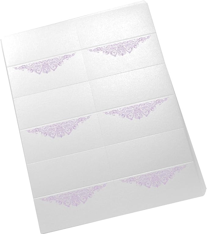 Paisley Printable Place Cards, Lavender (Choose Color), Set of 150 (25 Sheets), Laser & Inkjet Printers - Wedding, Party, Dinner, and Special Events - Made in the USA