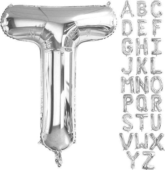 Lovoir 40 Inch Large Silver Letter T Balloons Big Size Jumbo Mylar Foil Helium Balloon for Birthday Party Celebration Decorations Alphabet Silver T