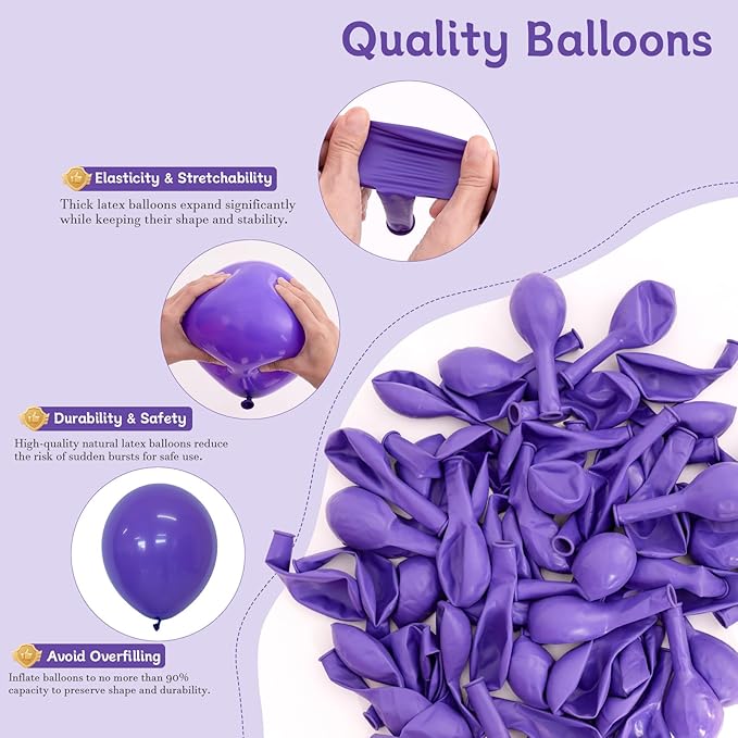Purple Balloons 60 PCS 12 Inch Dark Purple Balloons Royal Purple Balloons for Birthday Party Baby Shower Wedding Graduation Halloween Holiday Party Decoration