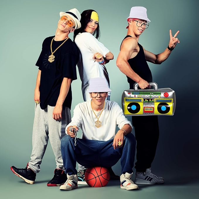 Gejoy Hip Hop Costume Kit 80s 90s Rapper Accessories Outfit for Men Women Sunglass Hat Chain Ring Halloween Party Decoration